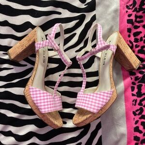 Anne Klein Pink T-strap gingham Heels